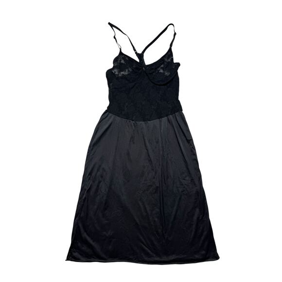 Vintage CHRISTIAN DIOR Black Lace Slip Dress Underwire Bra Size 36B 90s Satin - Picture 1 of 9